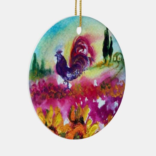 SONNENBLUMEN UND SCHWARZE ROOSTER KERAMIKORNAMENT (Rechts)