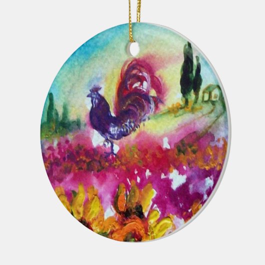 SONNENBLUMEN UND SCHWARZE ROOSTER KERAMIKORNAMENT (Links)