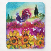 SONNENBLUMEN UND SCHWARZE ROOSTER MOUSEPAD (Vorne)