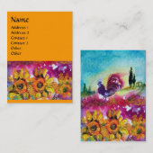 SONNENBLUMEN UND SCHWARZE ROOSTER, orange gelb Visitenkarte (Vorne/Hinten)