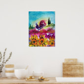 SONNENBLUMEN UND SCHWARZE ROOSTER POSTER (Küche)