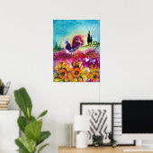 SONNENBLUMEN UND SCHWARZE ROOSTER POSTER (Heimbüro)