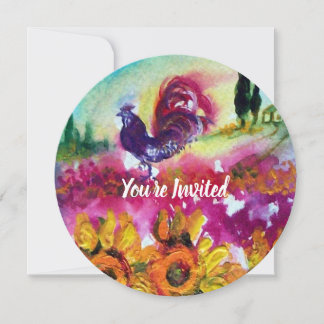 SONNENBLUMEN UND SCHWARZE ROOSTER Rustikale Landsc Einladung