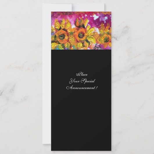 SONNENBLUMEN UND SCHWARZE ROOSTER Rustikale Landsc Einladung (Rückseite)