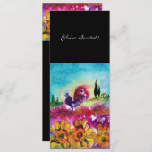 SONNENBLUMEN UND SCHWARZE ROOSTER Rustikale Landsc Einladung (Vorne/Hinten)