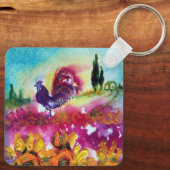 SONNENBLUMEN UND SCHWARZE ROOSTER SCHLÜSSELANHÄNGER (Rückseite)