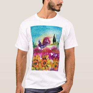 SONNENBLUMEN UND SCHWARZE ROOSTER T-Shirt
