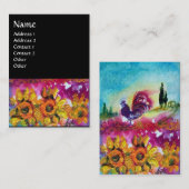 SONNENBLUMEN UND SCHWARZE ROOSTER VISITENKARTE (Vorne/Hinten)