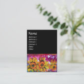 SONNENBLUMEN UND SCHWARZE ROOSTER VISITENKARTE (Stehend Vorderseite)