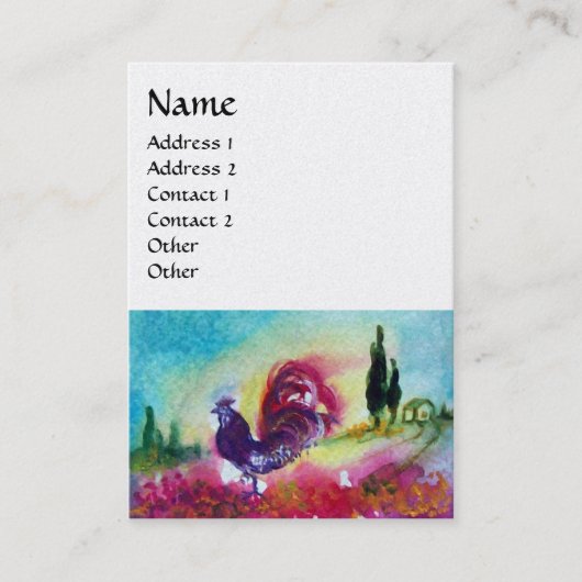 SONNENBLUMEN UND SCHWARZE ROOSTER, weiße Perle Visitenkarte (Vorderseite)