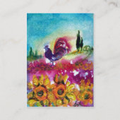 SONNENBLUMEN UND SCHWARZE ROOSTER, weiße Perle Visitenkarte (Rückseite)