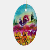 SONNENBLUMEN UND SCHWARZER HAHN KERAMIKORNAMENT (Rechts)