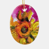 SONNENBLUMEN UND SCHWARZER HAHN KERAMIKORNAMENT (Hinten)