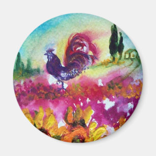 SONNENBLUMEN UND SCHWARZER HAHN MAGNET