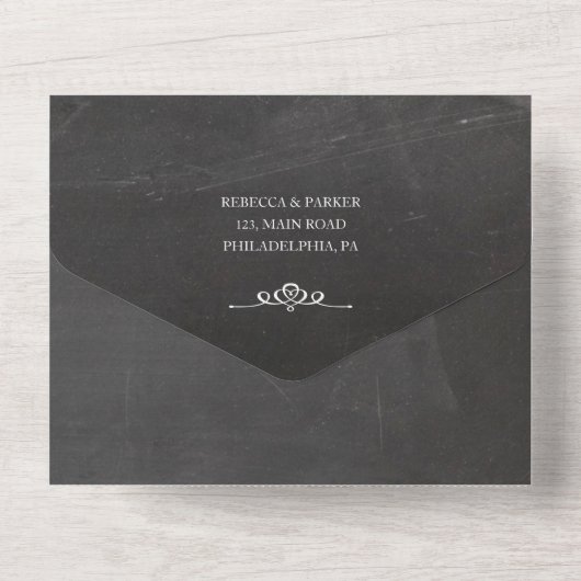 Sonnenblumen und Seidenleuchten aus Kopfbrett All In One Einladung (Rückseite)