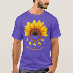 Sonnenblumen und Semicolon Bewusstsein für psychis T-Shirt