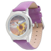 SONNENBLUMEN UND SOMMERSONNENANSCHLUSS, PINK CLOUD ARMBANDUHR (Schrägansicht)