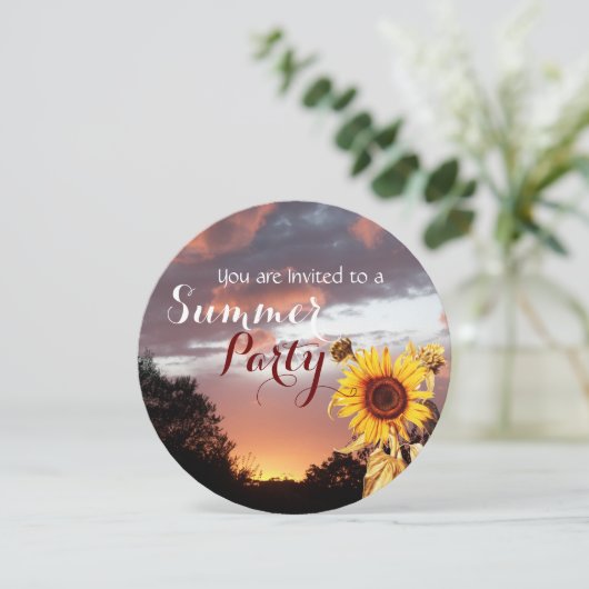 SONNENBLUMEN UND SOMMERSONNENGESCHÄFTE - RUSTISCHE EINLADUNG (Stehend Vorderseite)