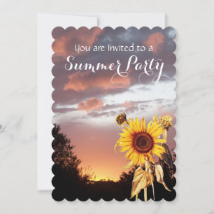 SONNENBLUMEN UND SOMMERSONNENUNTERGANG RUSTIKALE H EINLADUNG