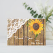 Sonnenblumen und Spitzen auf der Holzhochzeit Viel Dankeskarte (Stehend Vorderseite)