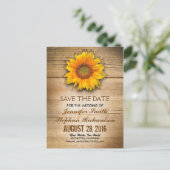 Sonnenblumen und Stallholz Save the Date Ankündigungspostkarte (Stehend Vorderseite)