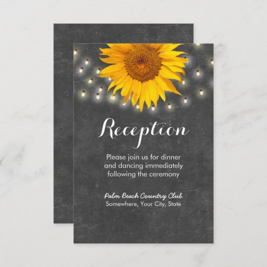 Sonnenblumen und Strandleuchten Empfang Begleitkarte (Vorne/Hinten)