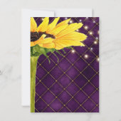 Sonnenblumen und Strandlicht bei Lila Hochzeit Save The Date (Rückseite)