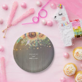 Sonnenblumen und Streichelleuchten Rustikaler Stal Pappteller (Party)