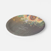 Sonnenblumen und Streichelleuchten Rustikaler Stal Pappteller (Schrägansicht)