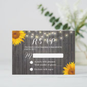 Sonnenblumen und Streichellichtblumen, Stallholz-H RSVP Karte (Stehend Vorderseite)