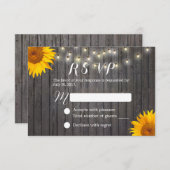 Sonnenblumen und Streichellichtblumen, Stallholz-H RSVP Karte (Vorne/Hinten)