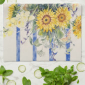 Sonnenblumen und Streifen Geschirrtuch (Gefaltet)
