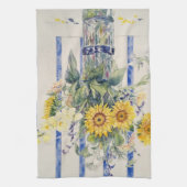 Sonnenblumen und Streifen Geschirrtuch (Vertikal)