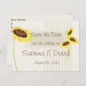 Sonnenblumen und Streifen Save the Date Ankündigungspostkarte (Vorne/Hinten)