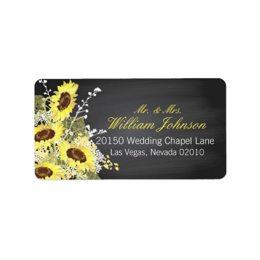 Sonnenblumen und Tafelheiraten Adressaufkleber (Vorne)