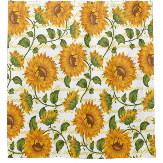Sonnenblumen und Text Duschvorhang (Vorderseite)