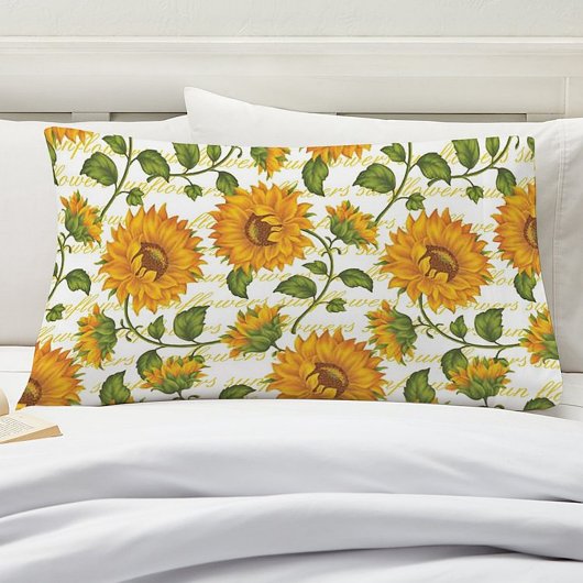 Sonnenblumen und Text Kissenbezug