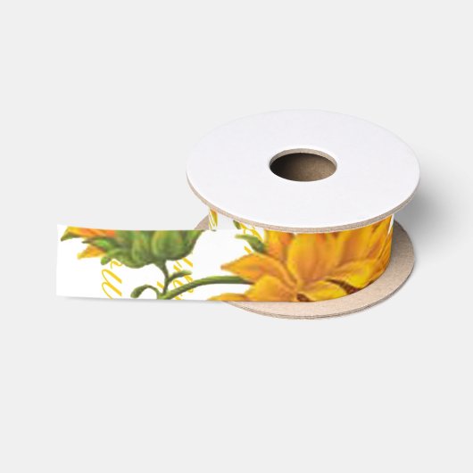 Sonnenblumen und Text Satinband (Spule)