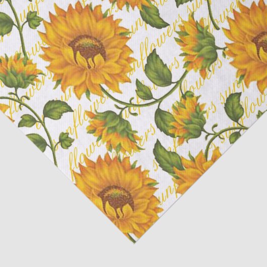 Sonnenblumen und Text Seidenpapier (Ausschnitt)