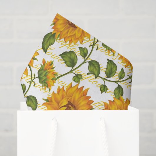 Sonnenblumen und Text Seidenpapier (Geschenktüte)