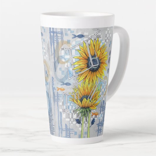Sonnenblumen und Träume Große Latte Tasse (Rechte Ecke)