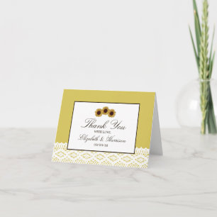 Sonnenblumen und Vintage Hochzeit Dankeschön Dankeskarte