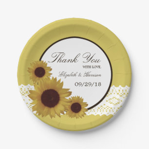 Sonnenblumen und Vintage Hochzeit Pappteller