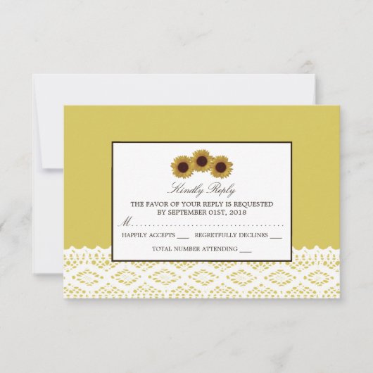 Sonnenblumen und Vintage Hochzeit RSVP (Vorderseite)