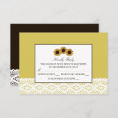Sonnenblumen und Vintage Hochzeit RSVP (Vorne/Hinten)