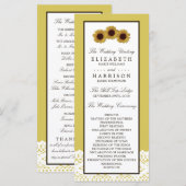Sonnenblumen und Vintage-Spitzen-Hochzeitsprogramm Programm (Vorne/Hinten)
