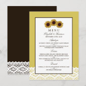 Sonnenblumen und Vintages Hochzeitsmenü Menükarte (Vorne/Hinten)
