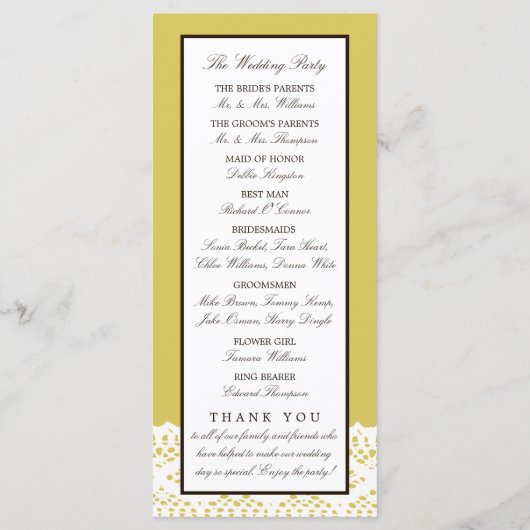 Sonnenblumen und Vintages Hochzeitsprogramm Programm (Rückseite)