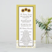 Sonnenblumen und Vintages Hochzeitsprogramm Programm (Stehend Vorderseite)