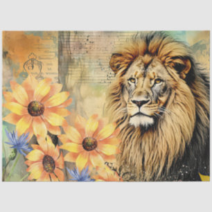 Sonnenblumen und Vintages Löwenkopfpapier Seidenpapier